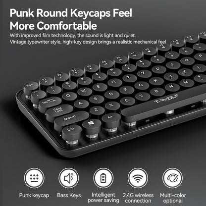 Wireless bluetooth keyboard and mouse set TF350 cross-border office girl punk lipstick retro cute keyboard
