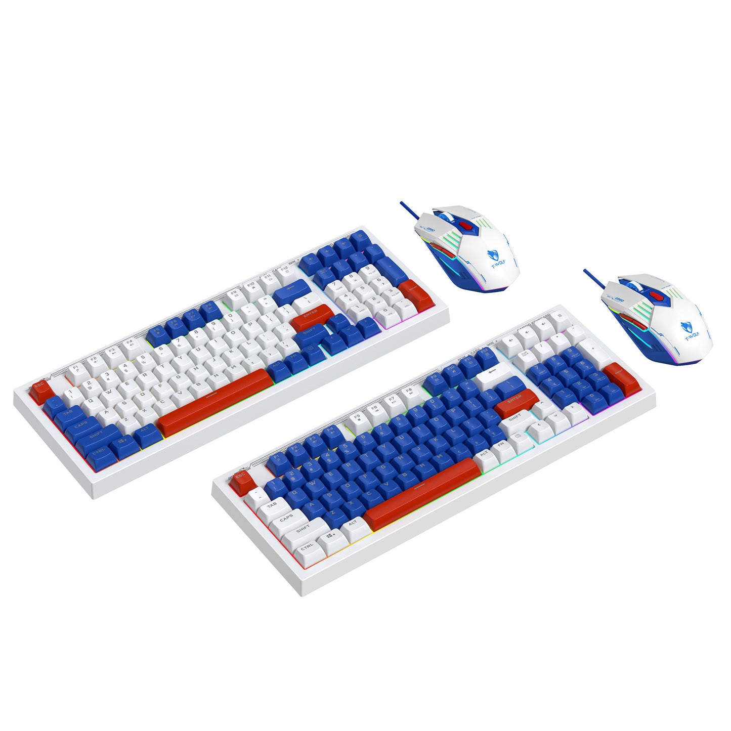 T-WOLF TF610 wired gaming mouse keyboard mechanical set 6D