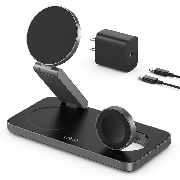 New hot-selling portable desktop magnetic three-in-one wireless charger mobile phone watch earphone multi-function charger