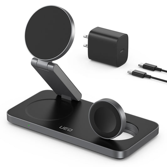 New hot-selling portable desktop magnetic three-in-one wireless charger mobile phone watch earphone multi-function charger