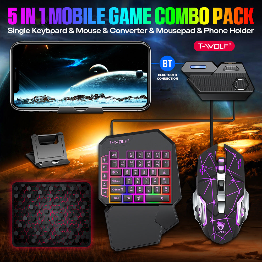 Five-piece Android PUBG Peripheral One-handed Keyboard Mouse Throne Converter Holder