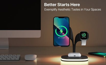 The new magnetic three-in-one wireless charger is suitable for Apple mobile phones, earphones, and watches can be folded.