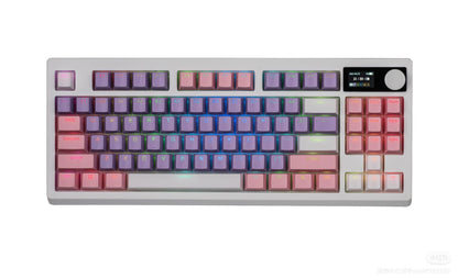 87-Key three-mode kit, customized keyboard for girls, high-value screen knob, glare wireless e-sports mechanical keyboard