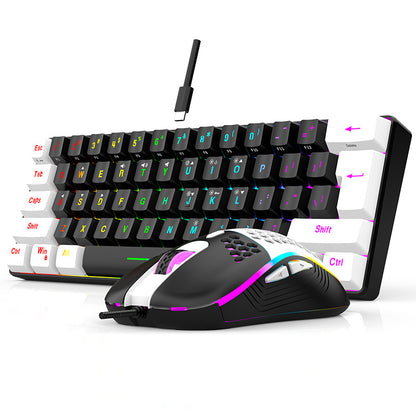 61-key Mechanical-feel Wired Gaming Small Keyboard G61 and Mouse Set, USB Mechanical Keyboard Set