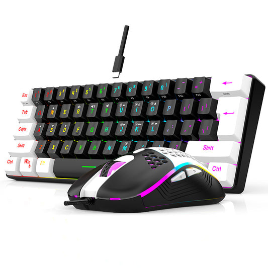 &nbsp; 61-Key RGB gaming keyboard and mouse set, desktop notebook mini color matching competitive office wired mouse and mouse