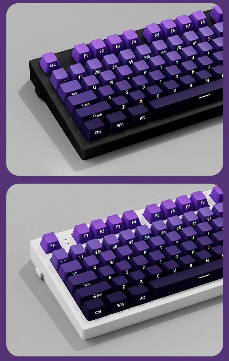 High side engraved transparent keycap PBT two-color gradual change full set of thermal sublimation personalized keyboard cap