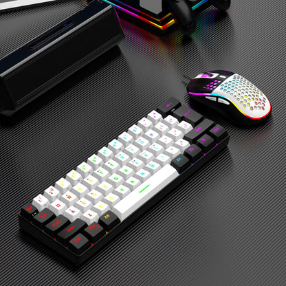 61-key Mechanical-feel Wired Gaming Small Keyboard G61 and Mouse Set, USB Mechanical Keyboard Set