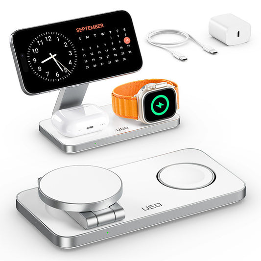 Cross-border new desktop three-in-one magnetic wireless charger for iPhone12-16 watch earphones