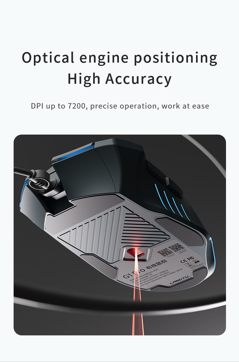 G1pro wired e-sports eight-button luminous mouse four-speed DPI computer notebook office game universal