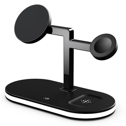 3-in-1 magnetic wireless charger for iPhone16/15 Apple Watch earphones with night light