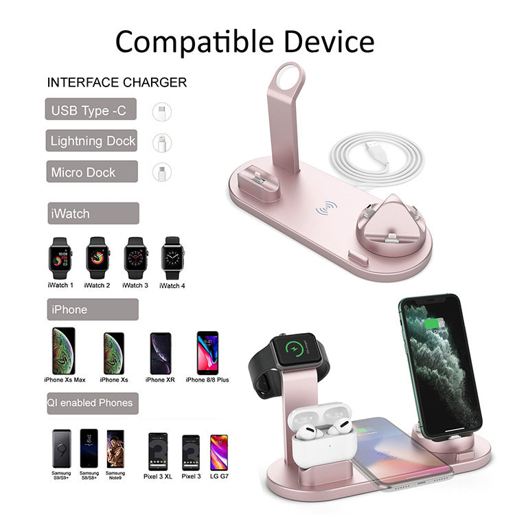 AirPods wireless charging, earphone watch three-in-one iwatch charging bracket QI certification