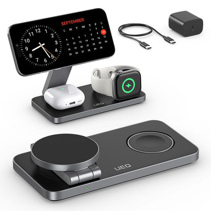 New hot-selling portable desktop magnetic three-in-one wireless charger mobile phone watch earphone multi-function charger