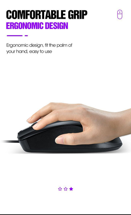 V12 Wired Mouse Classic Laptop Desktop USB Business Office Silent Extended Cable Silent