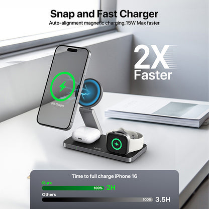 New hot-selling portable desktop magnetic three-in-one wireless charger mobile phone watch earphone multi-function charger
