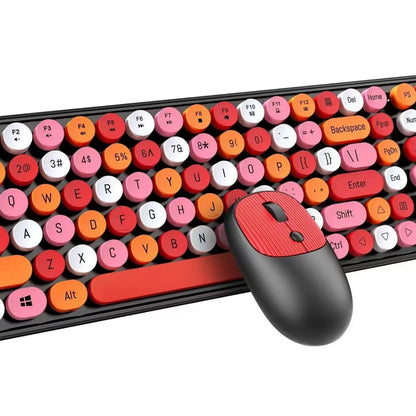 Wireless bluetooth keyboard and mouse set TF350 cross-border office girl punk lipstick retro cute keyboard