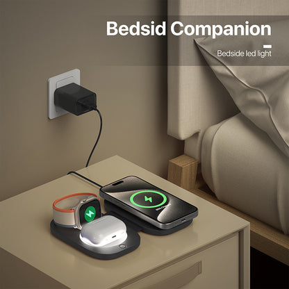 Cross-border new magnetic wireless charger magsafe folding 15W suitable for Apple mobile phone three-in-one wireless charger