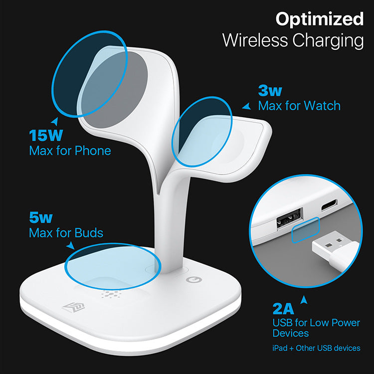 The new magnetic three-in-one wireless charger is suitable for Apple mobile phones, earphones, and watches can be folded.