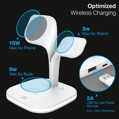 The new magnetic three-in-one wireless charger is suitable for Apple mobile phones, earphones, and watches can be folded.