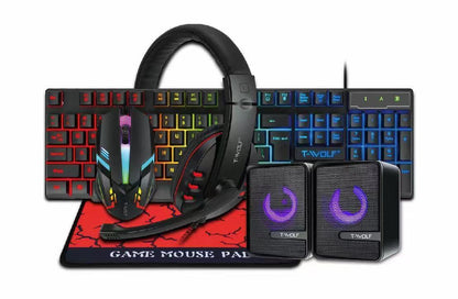 TF800 keyboard and mouse set, earphone four-piece set, game digital luminous Russian, Amazon, Spain