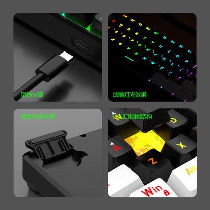 Wired 61-key Gaming Mini RGB Illuminated keyboard Mechanical feel portable compact computer keyboard