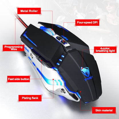 V7 Gaming Mouse Mechanical Macro Programming Gaming Glowing Emphasis Mouse USB Mouse