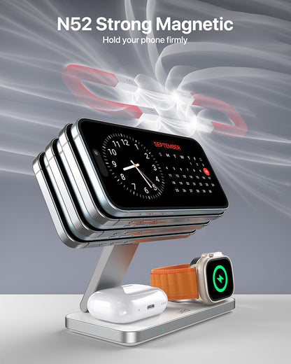 Cross-border new desktop three-in-one magnetic wireless charger for iPhone12-16 watch earphones