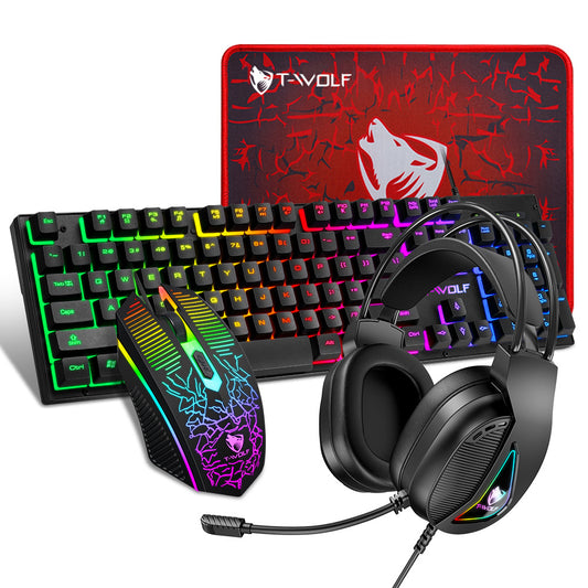 TF400 new mechanical keyboard mouse earphones mouse pad four-piece luminous gaming computer