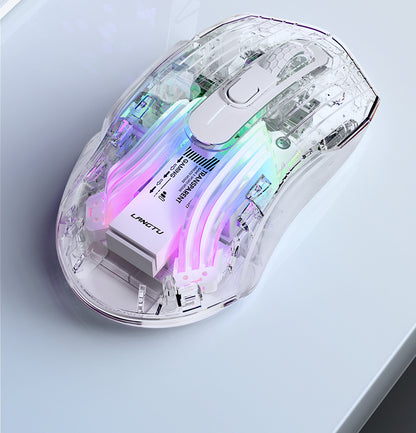 G4 three-mode bluetooth wireless transparent mouse RGB light effect silent office e-sports game mouse