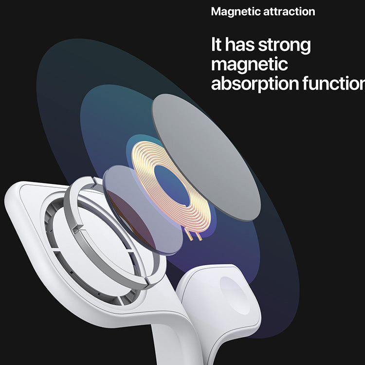 The new magnetic three-in-one wireless charger is suitable for Apple mobile phones, earphones, and watches can be folded.