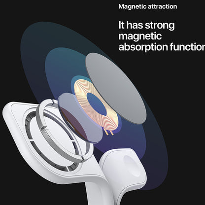 The new magnetic three-in-one wireless charger is suitable for Apple mobile phones, earphones, and watches can be folded.