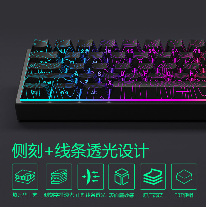 MAD60 Keycaps with 3.0 height contour side engraved double - light - transmissive design