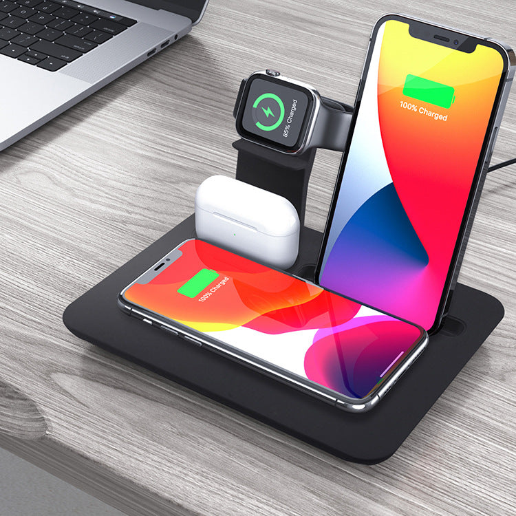 Mobile phone 4-in-1 wireless charger, mobile phone earphones, watch holder 15W fast charging, desktop phone charging holder