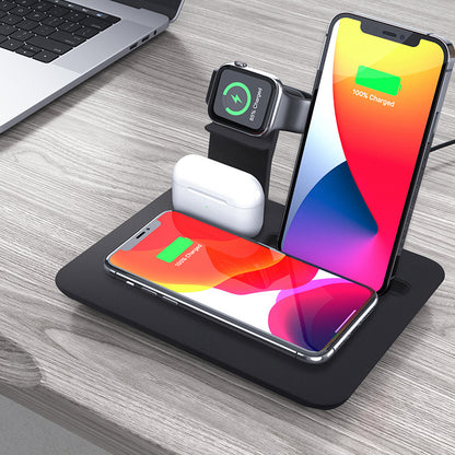 Mobile phone 4-in-1 wireless charger, mobile phone earphones, watch holder 15W fast charging, desktop phone charging holder
