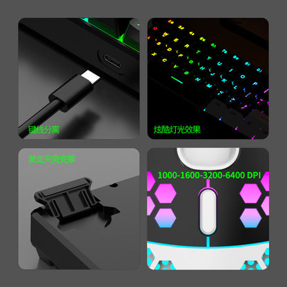 61-key Mechanical-feel Wired Gaming Small Keyboard G61 and Mouse Set, USB Mechanical Keyboard Set