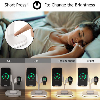 Mobile phone magnetic suction three-in-one wireless charging, watch earphones fast charging QI certification 15W fast charging