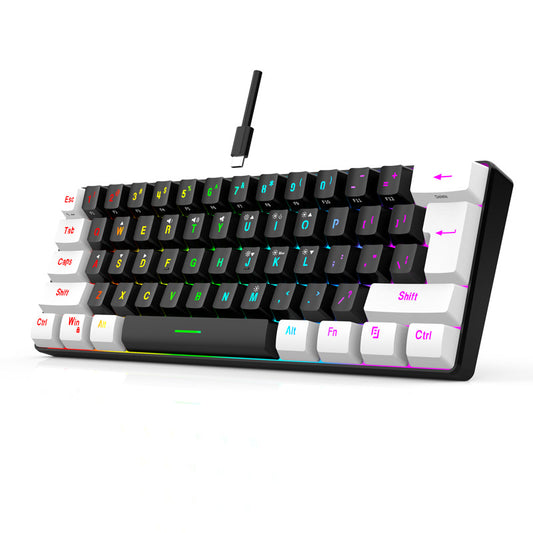 Wired 61-key Gaming Mini RGB Illuminated keyboard Mechanical feel portable compact computer keyboard