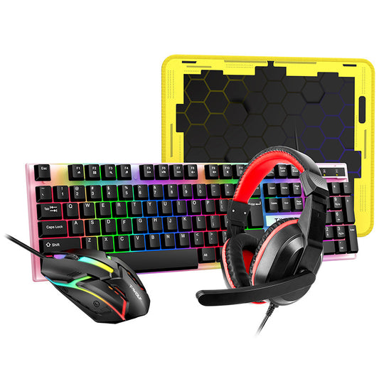 Cost-effective TF240 keyboard, mouse, earphones, mouse pad, four-piece set, luminous game keyboard and mouse