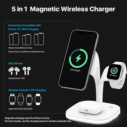 Mobile phone magnetic suction three-in-one wireless charging, watch earphones fast charging QI certification 15W fast charging