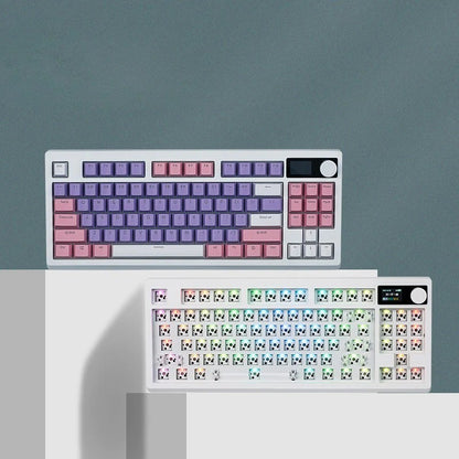 87-Key three-mode kit, customized keyboard for girls, high-value screen knob, glare wireless e-sports mechanical keyboard