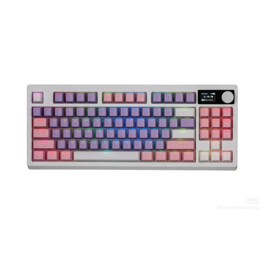 87-Key three-mode kit, customized keyboard for girls, high-value screen knob, glare wireless e-sports mechanical keyboard