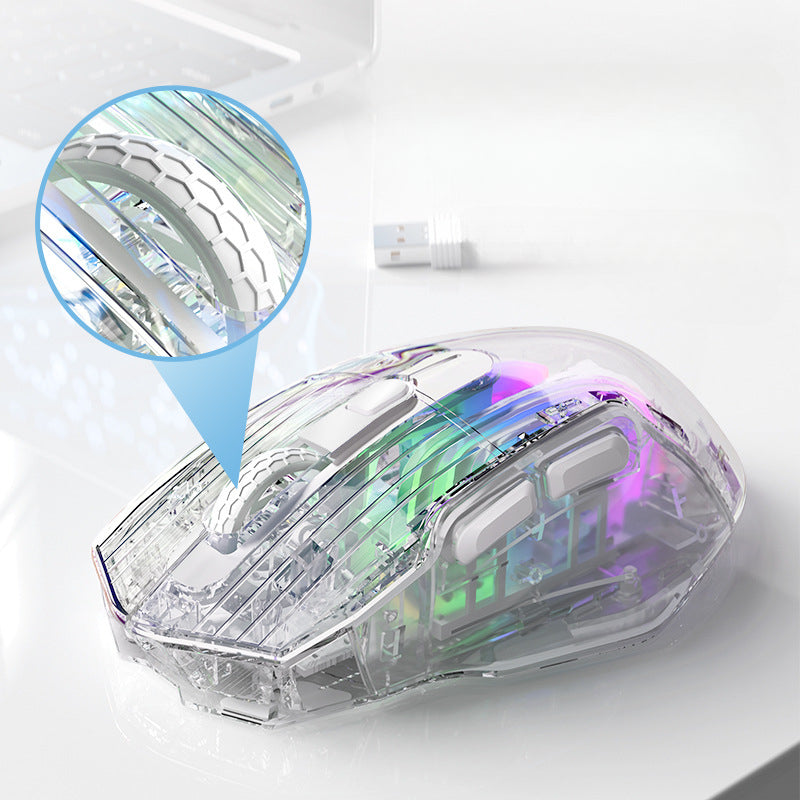 G4 three-mode bluetooth wireless transparent mouse RGB light effect silent office e-sports game mouse