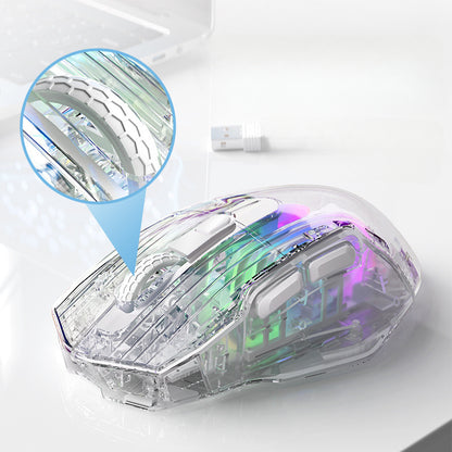 G4 three-mode bluetooth wireless transparent mouse RGB light effect silent office e-sports game mouse