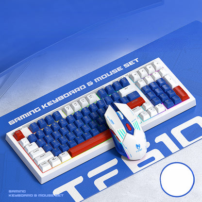 TF610 keyboard mouse game mute set mecha blue mechanical feel customized color mixing 98 keys