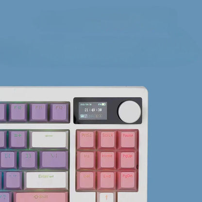 87-Key three-mode kit, customized keyboard for girls, high-value screen knob, glare wireless e-sports mechanical keyboard