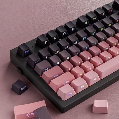 High side engraved transparent keycap PBT two-color gradual change full set of thermal sublimation personalized keyboard cap