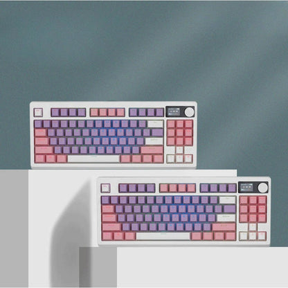 87-Key three-mode kit, customized keyboard for girls, high-value screen knob, glare wireless e-sports mechanical keyboard