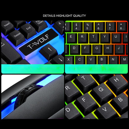 TF230 wired luminous keyboard and mouse, game office computer wired keyboard and mouse set
