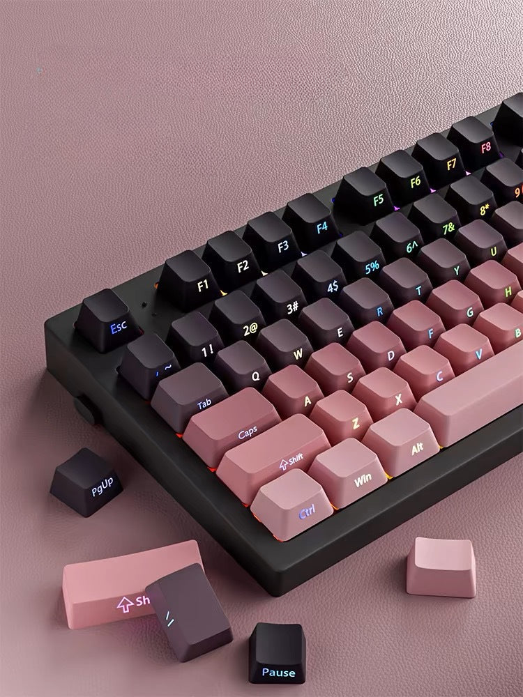 High side engraved transparent keycap PBT two-color gradual change full set of thermal sublimation personalized keyboard cap