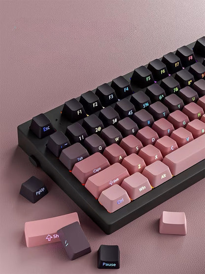 High side engraved transparent keycap PBT two-color gradual change full set of thermal sublimation personalized keyboard cap