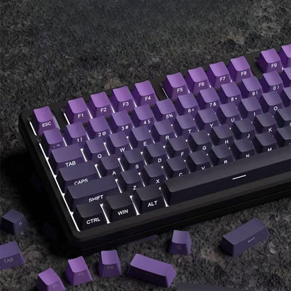 High side engraved transparent keycap PBT two-color gradual change full set of thermal sublimation personalized keyboard cap